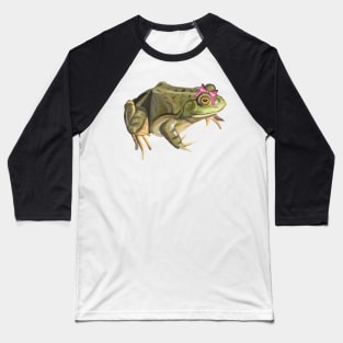 Girly American Bullfrog with Pink Bow Baseball T-Shirt